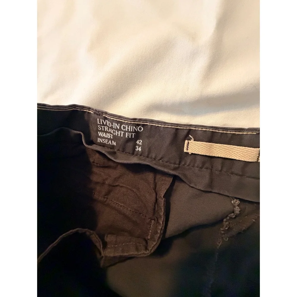 Banana Republic Mens Lived-In Chino Straight Fit Pants charcoal 42x34 Cotton